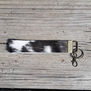 Brazilian Cowhide Wristlet Keychain 10" lo…